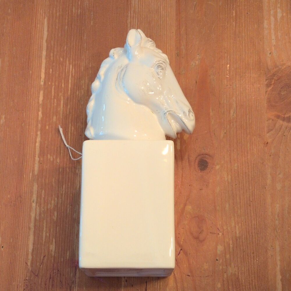 Ceramic White Horse Head Figurine Decorative Collectible book shelf decor